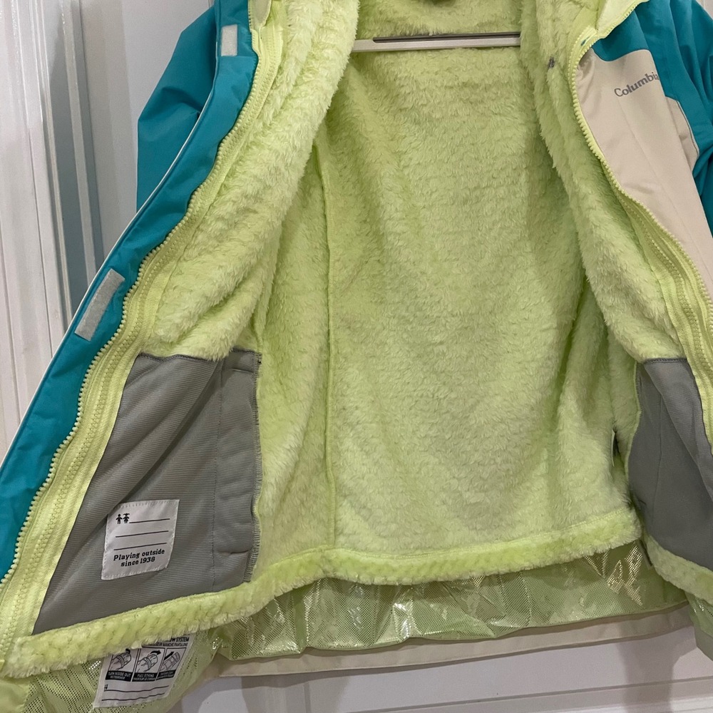 Columbia Bugaboo Fleece Interchange Youth XL Jacket Teal Cream Lined Hooded NWT - Picture 5 of 8